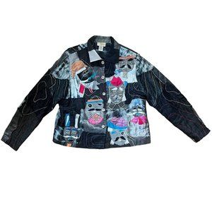 Sandy Starkman Basquiat Inspired Vintage Patchwork Silk Blend Blouse